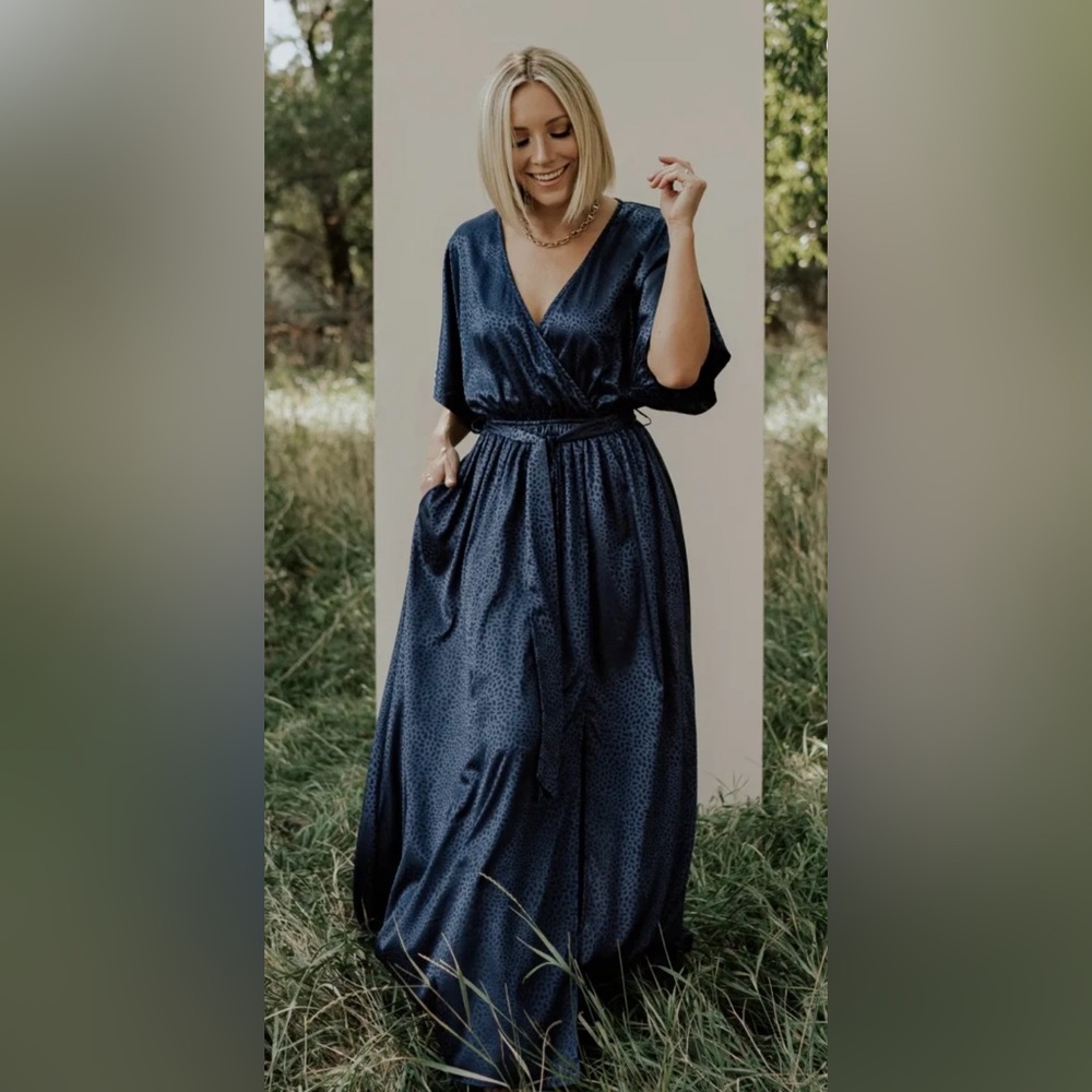 Black Savannah Print Kimono Maxi